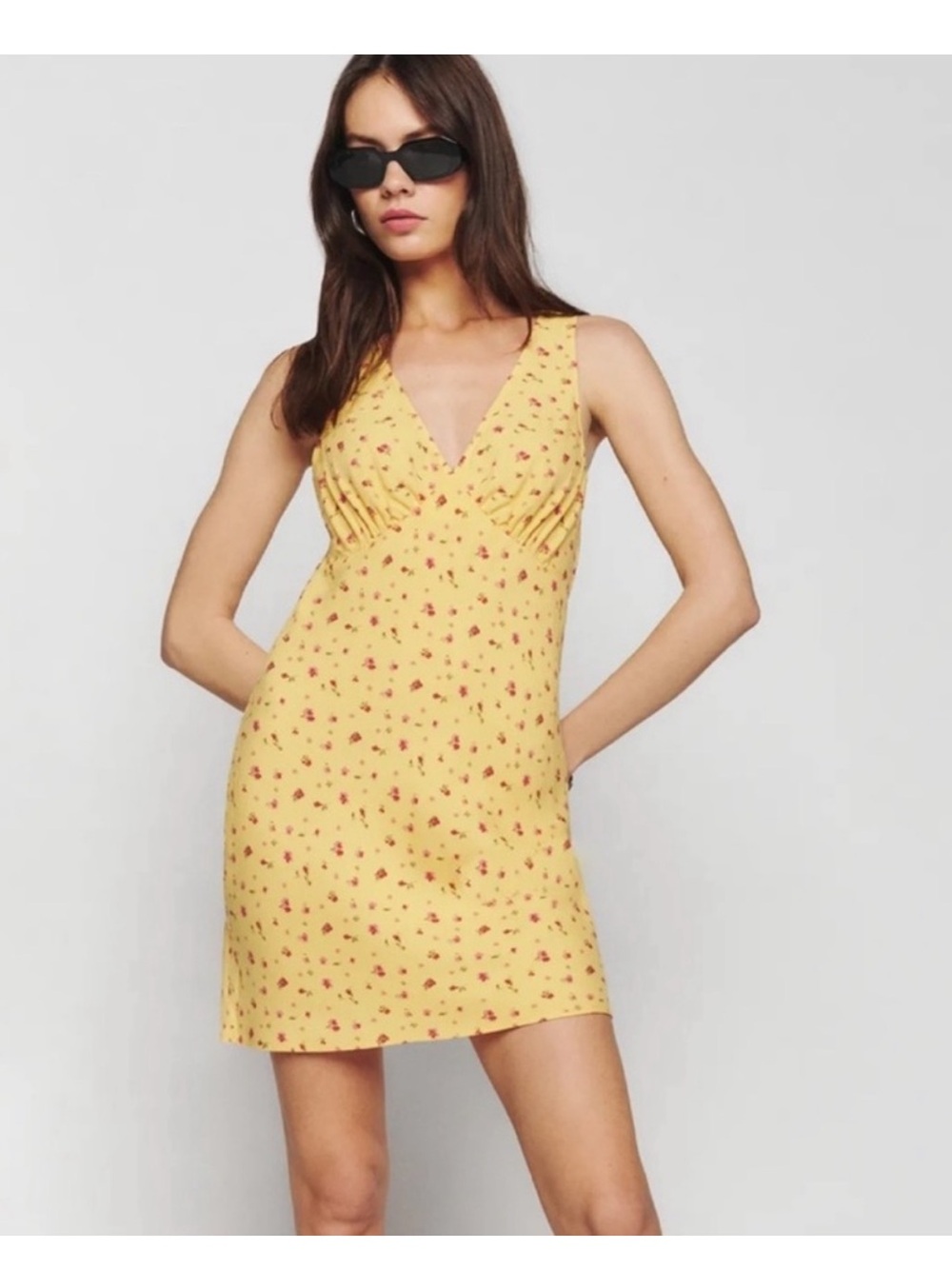 Reformation Calix Yellow Mini Dress Sz M